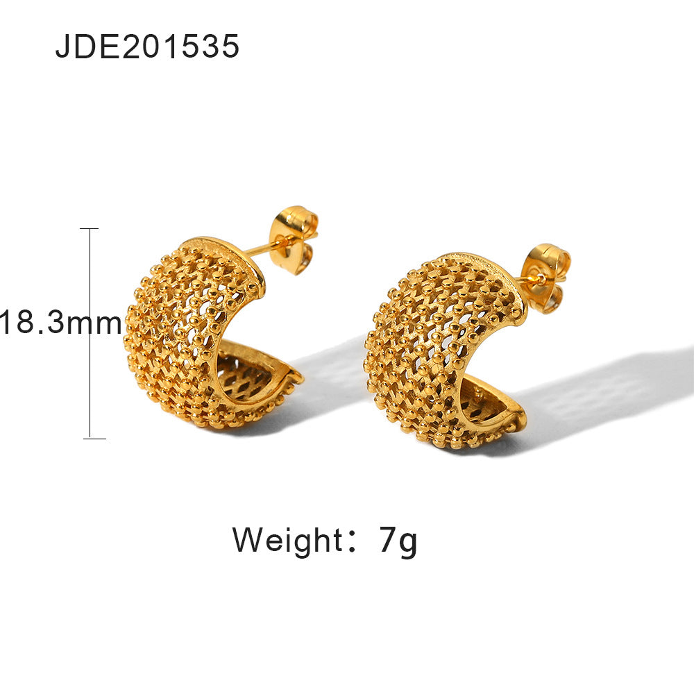 Marguerite Gold Diamond Mesh Stud Earrings