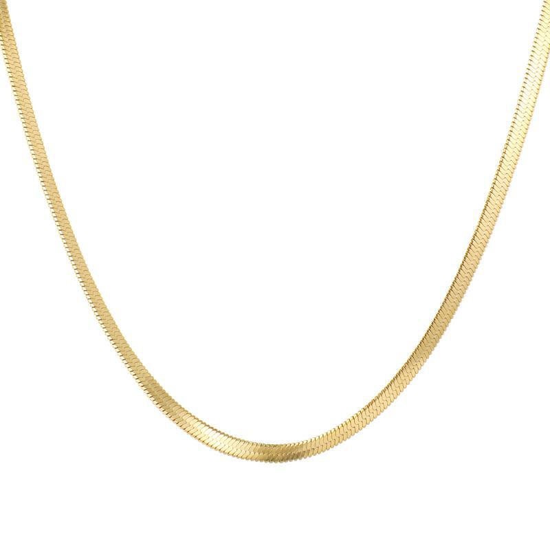 The Minimalist Flat Snake Bone Chain 18k Gold Necklace