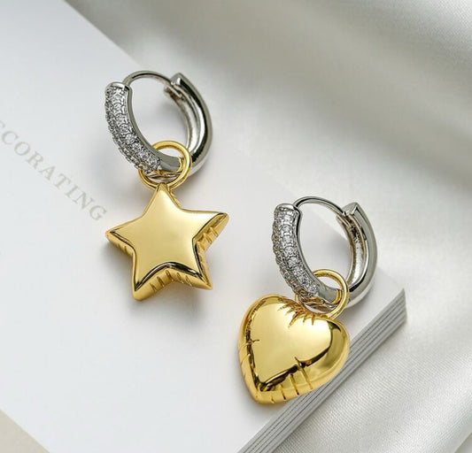 Balloon Star and Heart Hoop Earrings