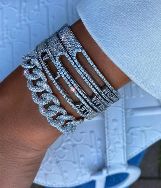 Pave Moving Letter Custom Bangle