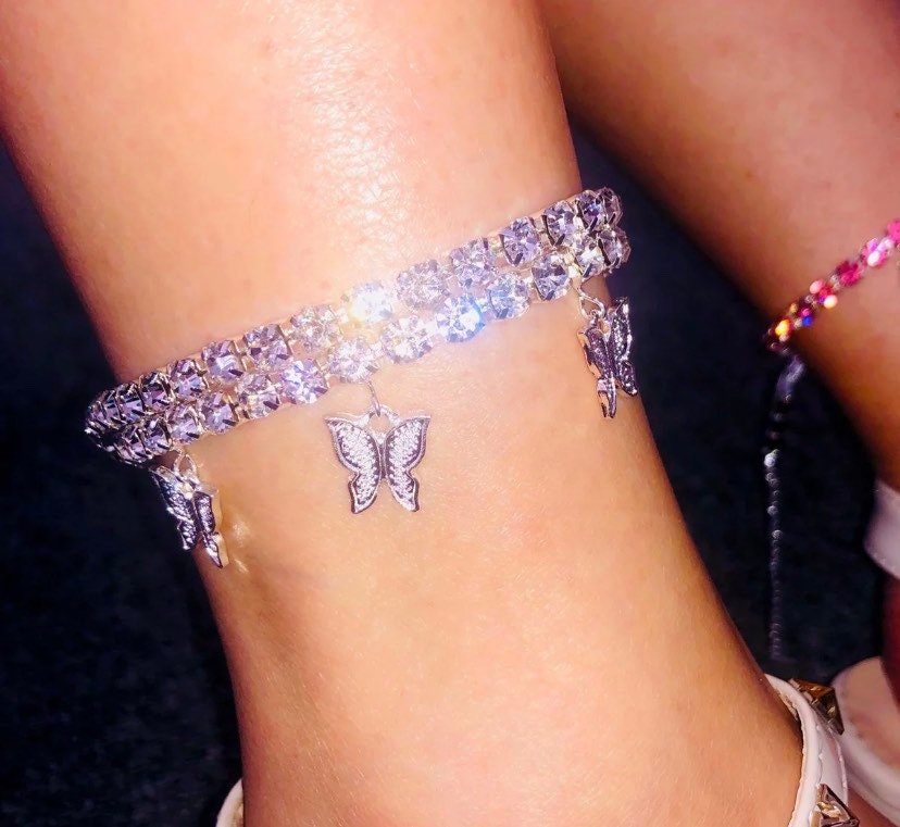 Mini Tennis Chain Butterfly Anklet