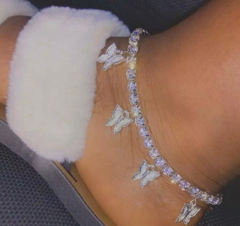 Mini Tennis Chain Butterfly Anklet