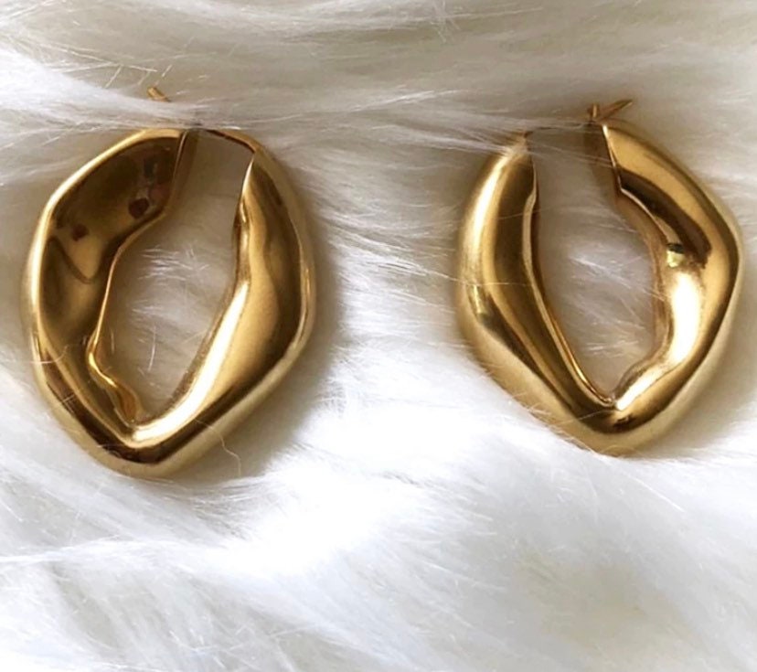 Athena Chunky Brass Hoop 18k Hoop Earrings