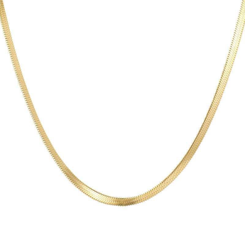 The Minimalist Flat Snake Bone Chain 18k Gold Necklace